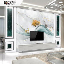 Net red TV background wall wallpaper 18d custom modern simple living room marble 8d three-dimensional mural wall cloth