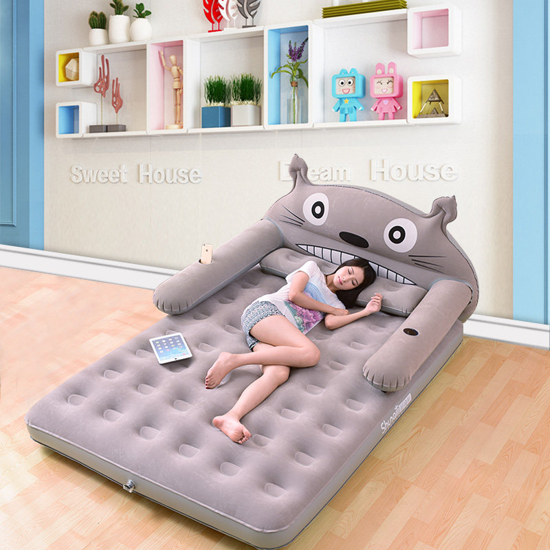 Cute Totoro Lazy Sofa Inflatable Mattress Cartoon Air Mattress Double Household Thickened Inflatable Air Mattress Portable Bed - Taobao