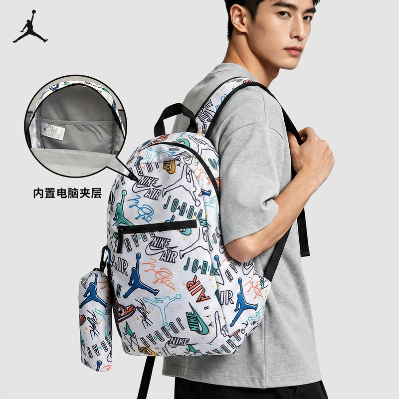Nike Jordan Graffiti Large-Capacity Backpack Student Casual Travel Bag Unisex Nike Jordan Graffiti Large-Capacity Backpack Student Casual Travel Bag Unisex