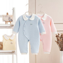 Baby warm one-piece clothes spring autumn pure cotton pyjamas baby clothes clip cotton newborn autumn and winter no bones khab climbing clothes