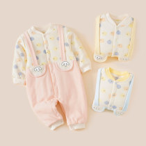 Baby One-piece Clothes Autumn Winter Plus Cotton Warm Newborn Clothing Clip Cotton Winter Dress Men And Women Baby Pure Cotton Khaclothes Climbing Clothes