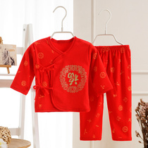 Newborn baby 0-3 months underwear cotton big red spring and autumn baby full moon monk suit top thin suit