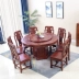 Tất cả bàn ăn tròn bằng gỗ nguyên khối và ghế kết hợp giữa nhà Minh và nhà Thanh chạm khắc cổ Trung Quốc Bàn tròn lớn với bàn ăn bằng gỗ sồi có bàn xoay - Bàn