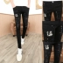 Mùa xuân tinh thần xã hội quần trẻ trung xu hướng cá tính in quần skinny bó sát quần jeans nam quần áo nam Cao bồi