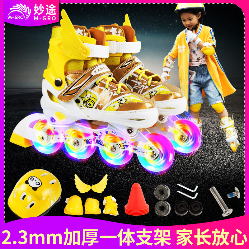 Miaotu Roller Skates Children's Full Set Unisex Roller Skates Inline Skates for Beginners Ages 3-4-5-6-8-10