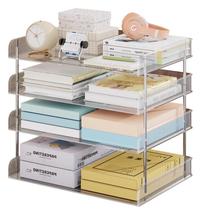 Acrylic desktop storage rack transparent storage rack desk debris storage artifact layered shelf office desk