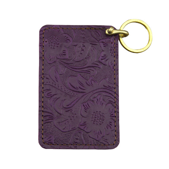 Hand-carved cowhide bus card holder arabesque top layer leather subway card package meal card protective cover copper hanging buckle