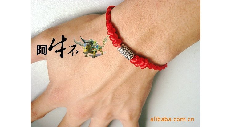 Vận may nhỏ bằng bạc Tây Tạng dệt tay vòng tay dây đỏ - Vòng đeo tay Clasp vòng dâu tằm