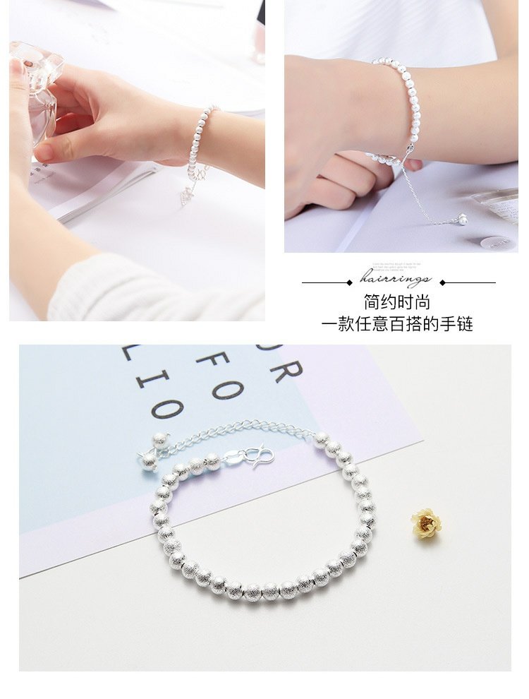 Vòng tay mạ bạc 925 Nữ sinh viên Hàn Quốc đơn giản cá tính ngọt ngào đôi vòng tay Hàn Quốc trang sức nhỏ phụ kiện trang sức vòng pandora