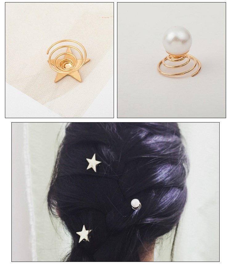 Mới! Hàn Quốc tối giản ngôi sao kẹp tóc đơn giản xoắn ốc clip tóc trang trí tấm tóc phụ kiện trang sức châu Âu và Mỹ - Phụ kiện tóc kẹp phồng chân tóc