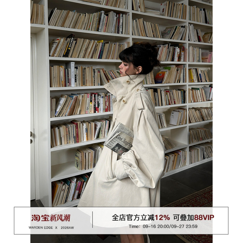 Hanhaotian Warden Edge Light Khaki Mid-Length Trench Coat for Women, New Autumn Style, British Style Cape-Style Coat Hanhaotian Warden Edge Light Khaki Mid-Length Trench Coat for Women, New Autumn Style, British Style Cape-Style Coat