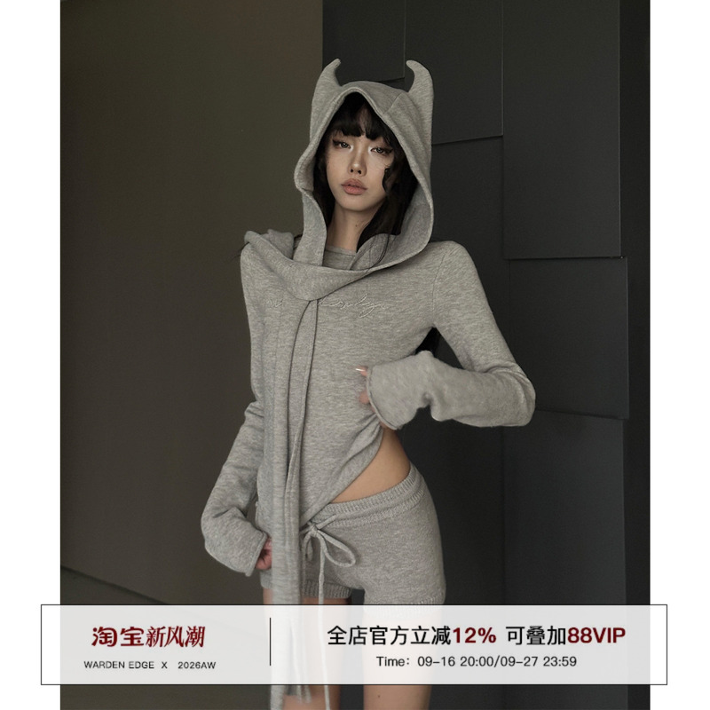Hanhaotian Warden Edge Gray Pullover Sweater for Women, Winter Slim Fit, Regular Shoulder, Long Sleeve, Base Layer Knit Top