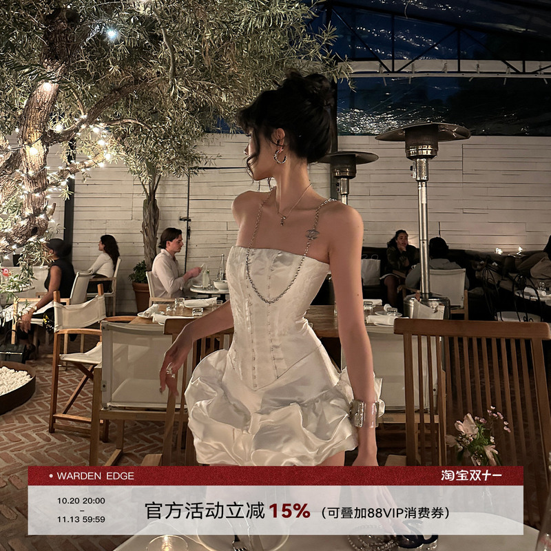 Han Hao Tian Warden Edge White Strapless Socialite Dress Women's Summer Elegant Birthday Dress Little White Dress Short Dress Han Hao Tian Warden Edge White Strapless Socialite Dress Women's Summer Elegant Birthday Dress Little White Dress Short Dress
