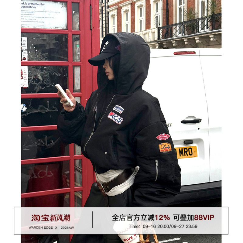Korean Brand Warden Edge Zero-Degree Armed Black Short down Jacket Winter 90 Embroidered Thickened Zipper Coat Korean Brand Warden Edge Zero-Degree Armed Black Short down Jacket Winter 90 Embroidered Thickened Zipper Coat