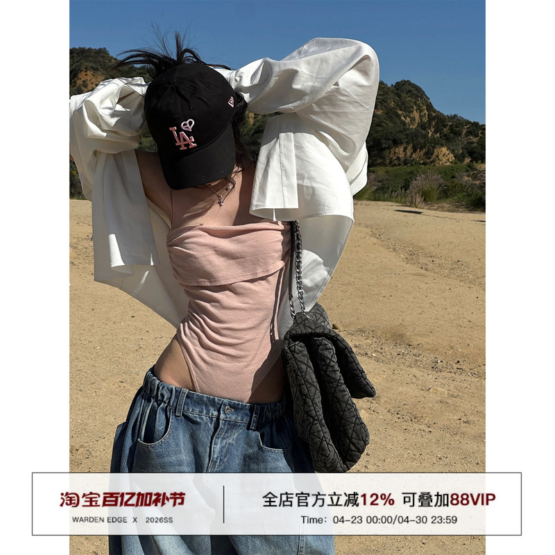 Han Hao Tian Warden Edge Slightly Intoxicating Sweet Wine Pink Tube Top Women's Summer Hot Girl Outerwear One-Piece Top