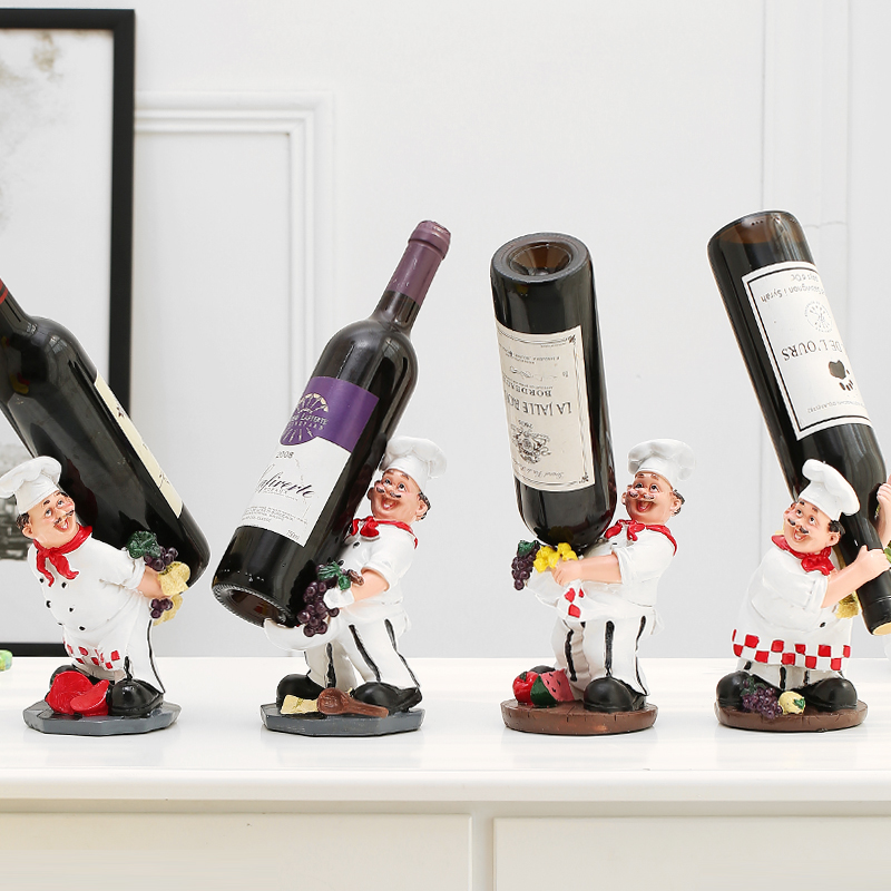 Cartoon Chef Wine Rack Red Wine Rack Creative Red Wine Rack Ornament Resin Craft Wine Rack Wine Cabinet Wine Rack