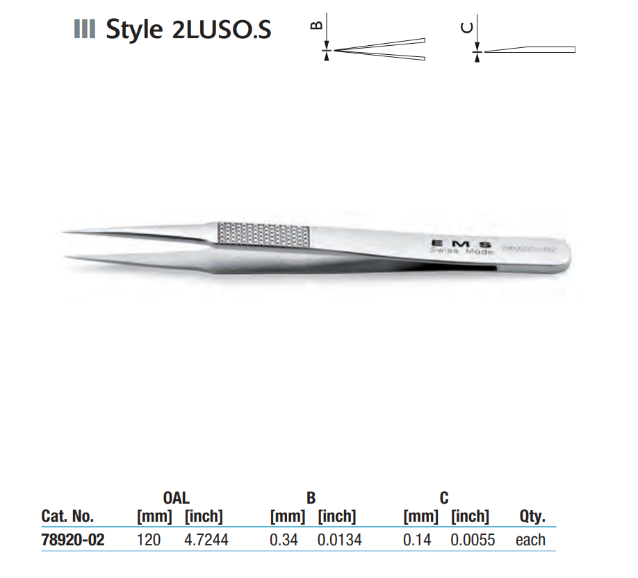 EMS镊子78920-02 实验室镊子2LUSO.S