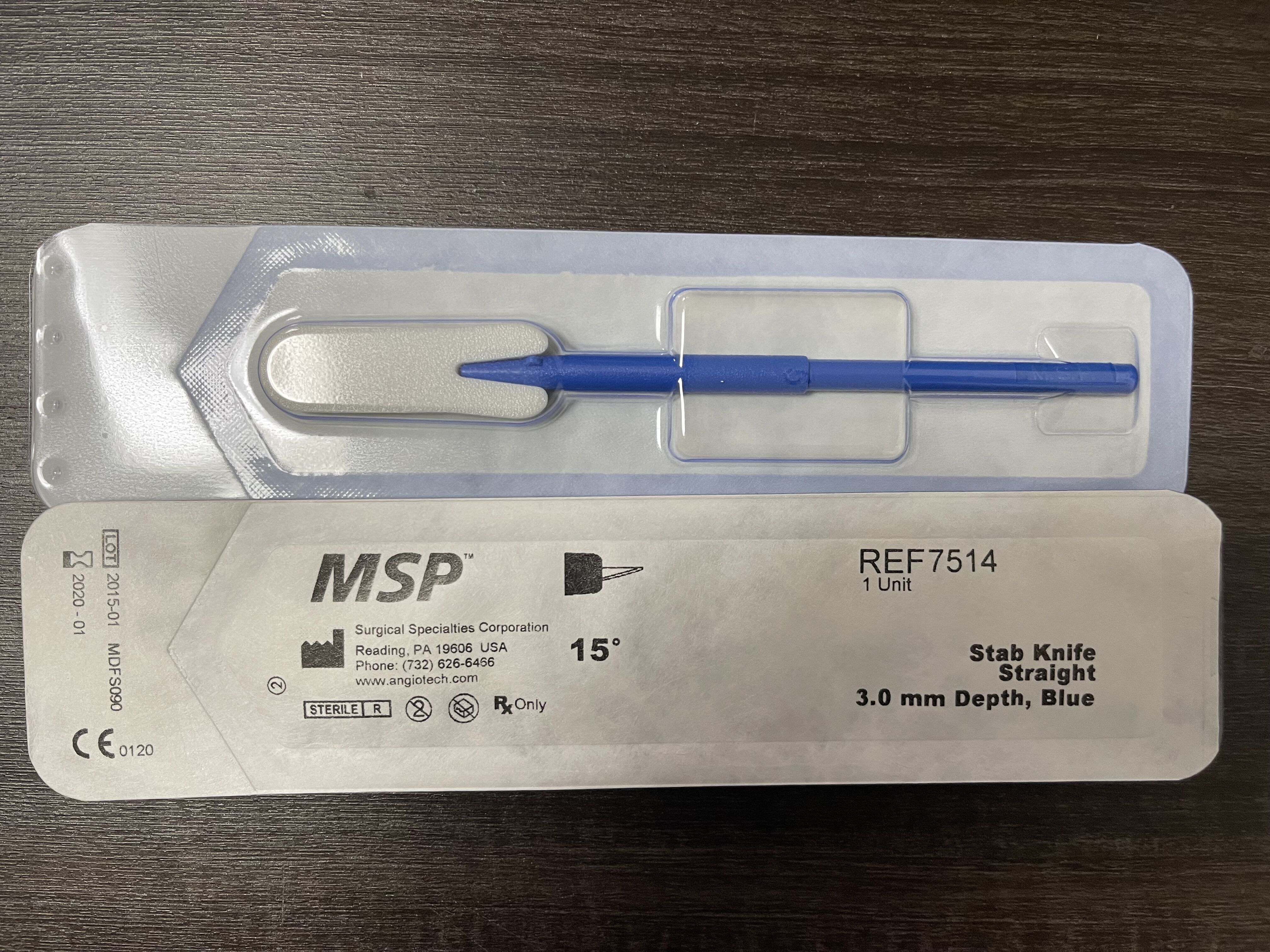 MSP微型刀REF-7514 Stab Knife Straight 3.0mm Depth，Blue