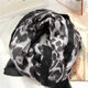 South Korea's Dongdaemun autumn and winter black edge double-sided ladies cotton and linen feel leopard print scarf long thick thick warm large shawl