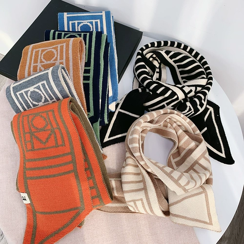 Зимний шарф, брендовый удерживающий тепло трикотажный универсальный шейный платок, в корейском стиле