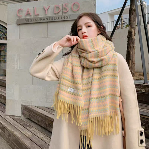 Зимний шарф, универсальная милая накидка для школьников, шарф-платок, в корейском стиле, в стиле Шанель, увеличенная толщина