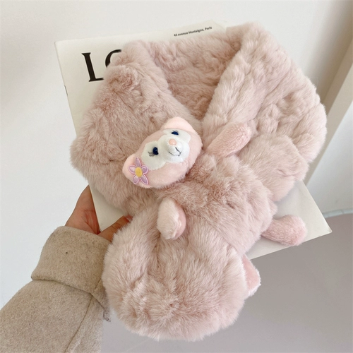 Милый демисезонный шарф подходит для мужчин и женщин, мягкий бархатный удерживающий тепло шарф-платок, с медвежатами