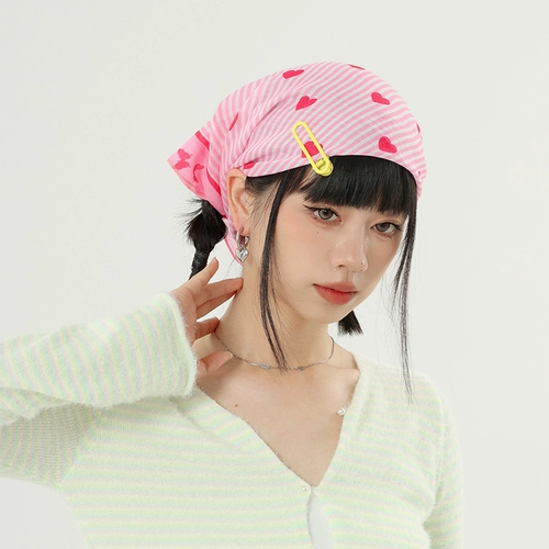 Летний носовой платок, модная повязка на голову, шейный платок, шарф, из хлопка и льна, в цветочек