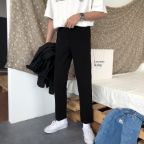  19studio Korean version of the nine-point pants trend simple black British style wild loose straight casual trousers men