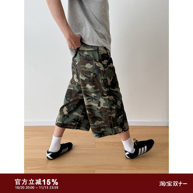 19Studio Wayneprince American Retro Camouflage Straight-Leg Cropped Pants Workwear Loose Casual Mid-Length Pants 19Studio Wayneprince American Retro Camouflage Straight-Leg Cropped Pants Workwear Loose Casual Mid-Length Pants
