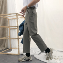  19studio British college style nine-point pants mens all-match trend Korean style ins loose straight casual mens trousers