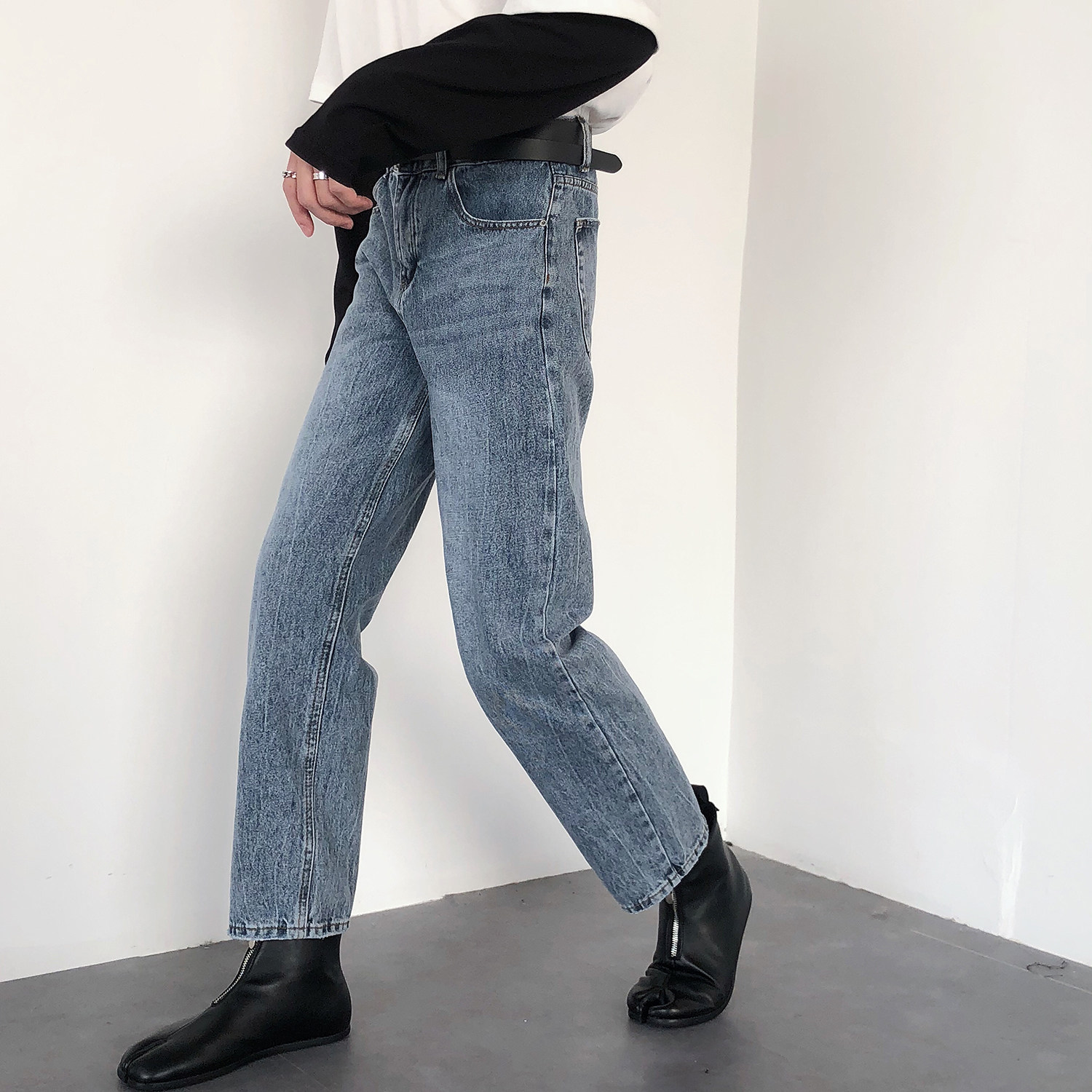 19studio South Korea ulzzang nine pants trend brand Korean version wild light straight jeans men and women