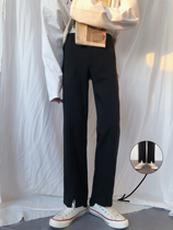  19studio front split straight pants Korean version of the drape is thin and all-match ins loose and thin trousers mens casual pants