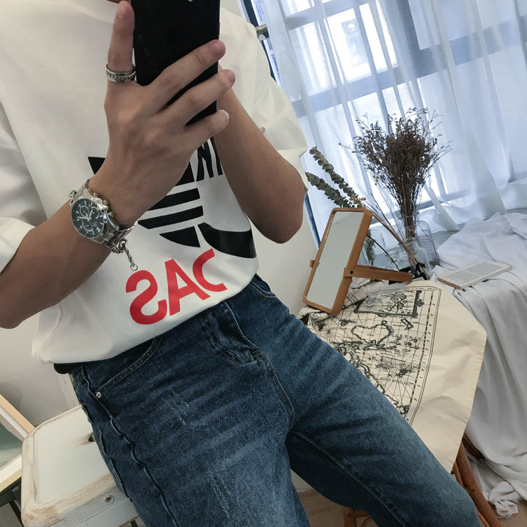 19 STUDIO Hàn Quốc Dongdaemun in phiên bản Hàn Quốc của cặp đôi nhẫn bằng thép đơn giản bằng thép titan - Nhẫn nhẫn cưới vàng tây