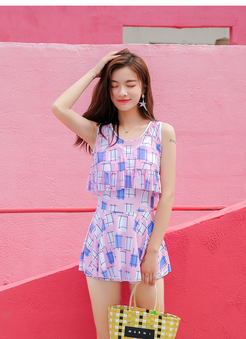 Bộ đồ bơi nữ bảo thủ bó sát hai ba bộ váy liền thân thon gọn kiểu dáng che bụng gợi cảm thu thập kích thước lớn áo tắm mùa xuân nóng bỏng - Bộ đồ bơi One Piece bikini một mảnh đi biển