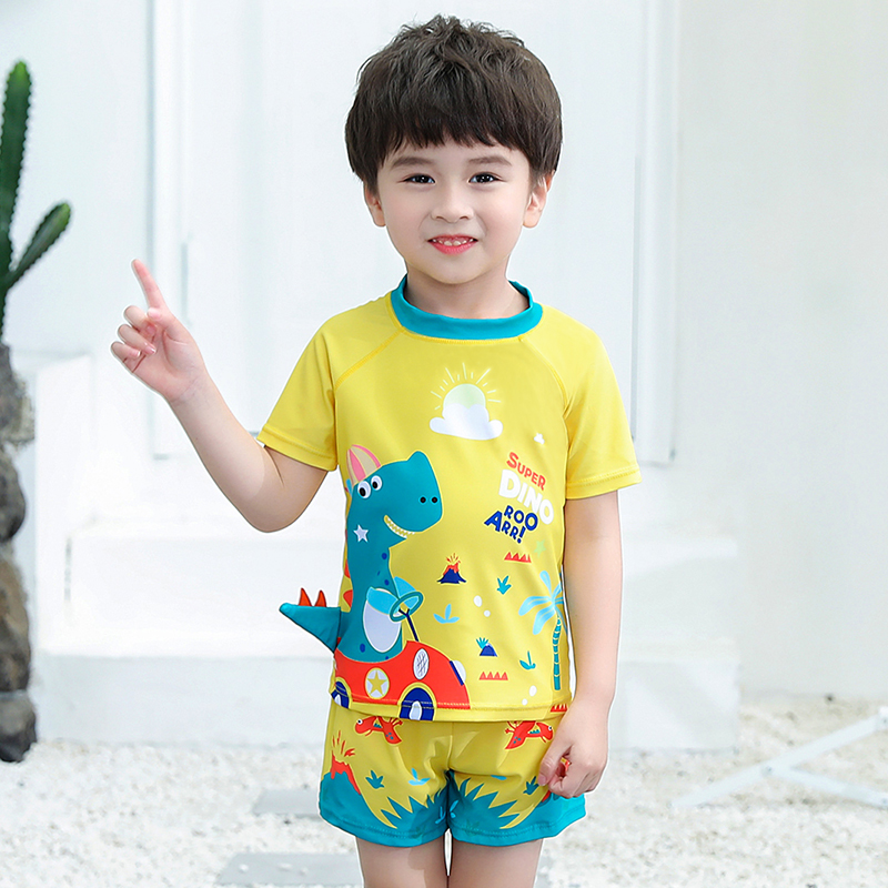 Children's bathing suit boy 2021 new two-piece cartoon spa swimsuit small CUHK children's baby sunscreen speed dry equipment