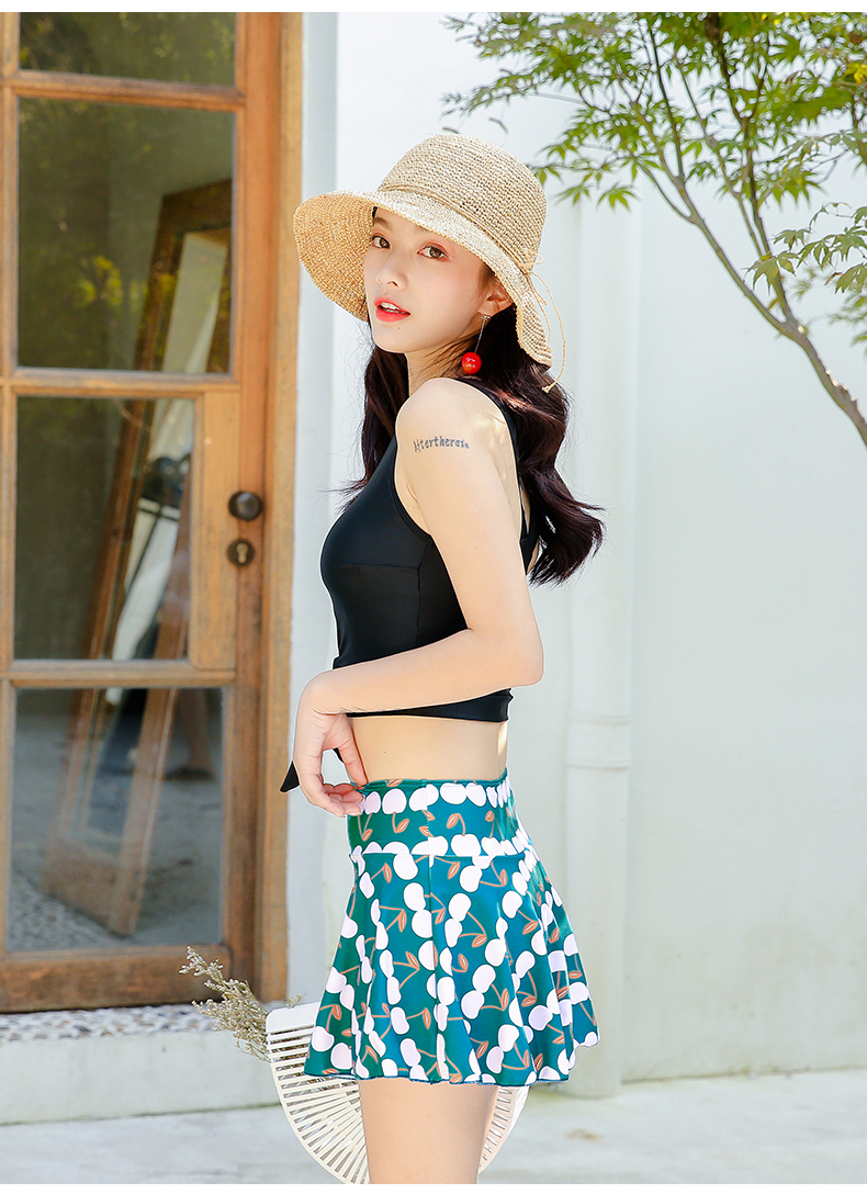 Áo tắm nữ chia nhỏ bảo thủ kiểu váy mỏng che bụng gợi cảm cỡ lớn mới bong bóng mùa xuân kỳ nghỉ nhỏ nước hoa đồ bơi - Bộ đồ bơi hai mảnh bikini 2 mảnh màu đen	