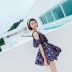 Áo tắm nữ liền kề bụng bảo thủ mỏng manh gợi cảm tụ tập sinh viên Hàn Quốc tắm nước nóng mùa xuân phù hợp với boyshort size lớn - Bộ đồ bơi One Piece