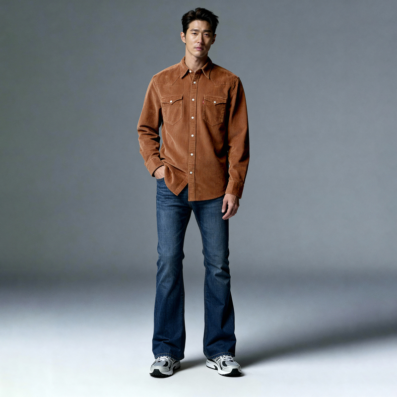 【Unfazed by Fame and Notoriety】Meidai Levis 527 Vintage Washed Blue Loose Flared Jeans for Men