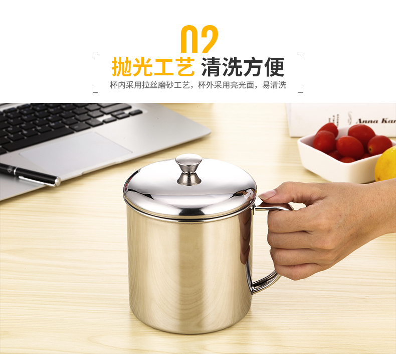 Cốc nước inox 304 có nắp cốc gia đình trẻ em dùng cốc dân dụng có tay cầm cốc đựng chén mẫu giáo bình lock and lock