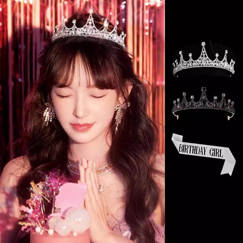 女性用クリスタルプリンセスクラウンヘッドピース、18歳の誕生日花嫁、子供用女神ハイエンドヘアバンド
