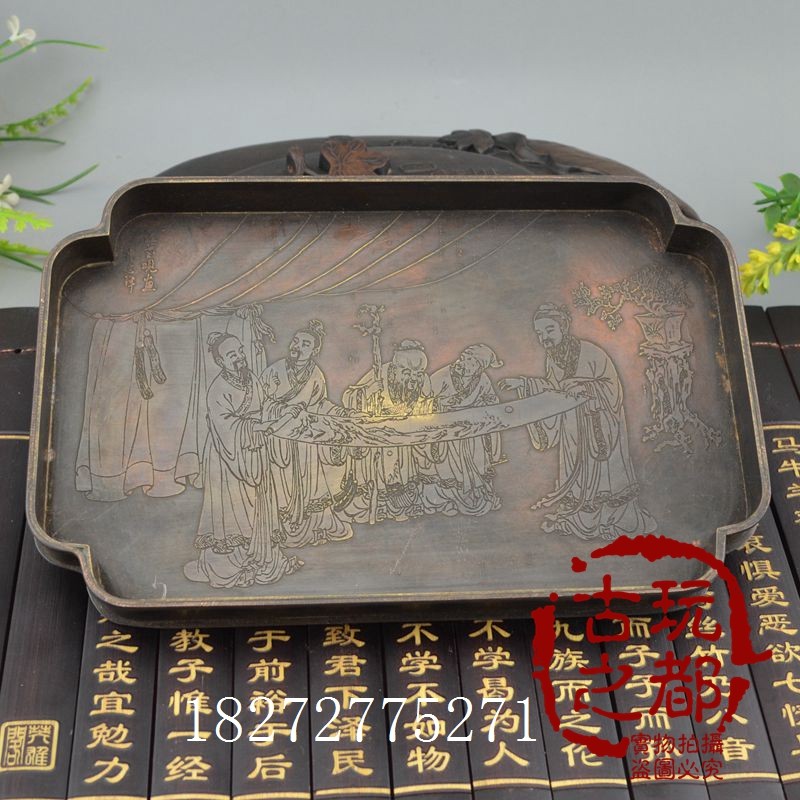 New products Antique collection Pure brass old tray Fruit plate plate decoration Qunxian Tutu plate