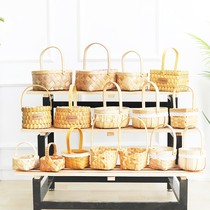 Hand-woven wood flower basket wicker basket souvenir creative flower arrangement basket home living room storage basket