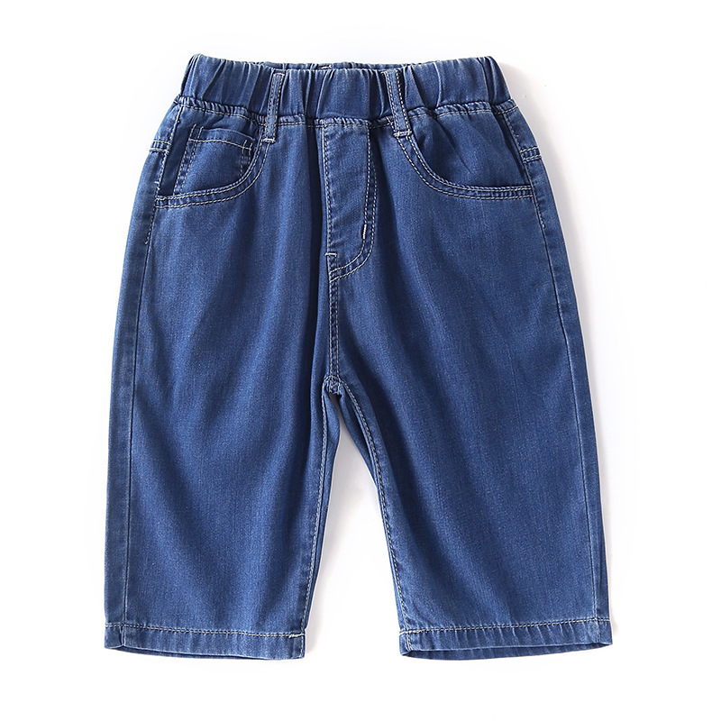 Boys lụa denim quần midi 2020 mùa hè mới quần âu trẻ em lớn và vừa của 7 điểm lỏng lẻo cộng với quần short denim.