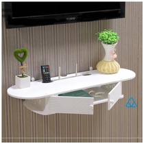 Bedroom bedside table wall shelf non-hole paste type wireless light cat remote control background wall living room storage rack