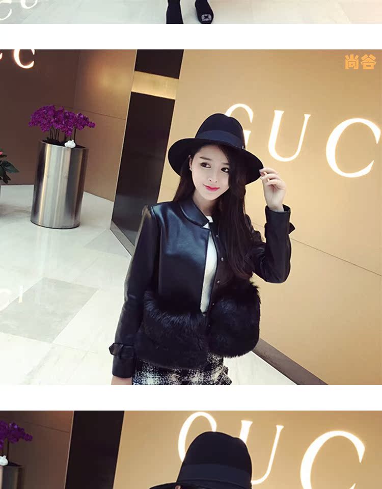 2018 mới nhỏ da nữ ngắn đoạn mùa thu và mùa đông mới áo khoác da sinh viên hoang dã khâu áo khoác lông mỏng ao khoac da nu