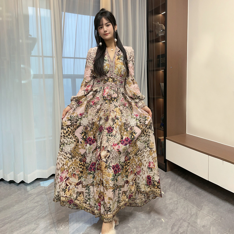 Silk Dress Accessible Luxury High-End Mulberry Silk Australian Lady Camilla French Leopard Print Slimming Look Fairy Skirt