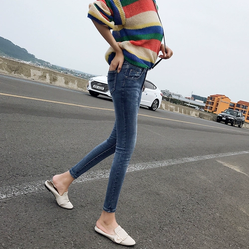 Черные джинсы, штаны, леггинсы, эластичный пуховик, 2020, высокая талия, в обтяжку, в корейском стиле, по фигуре