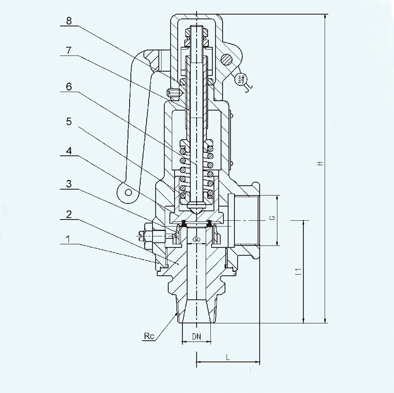 A28H-16C Screw-in type with handle spring loaded full-open safety valve 9