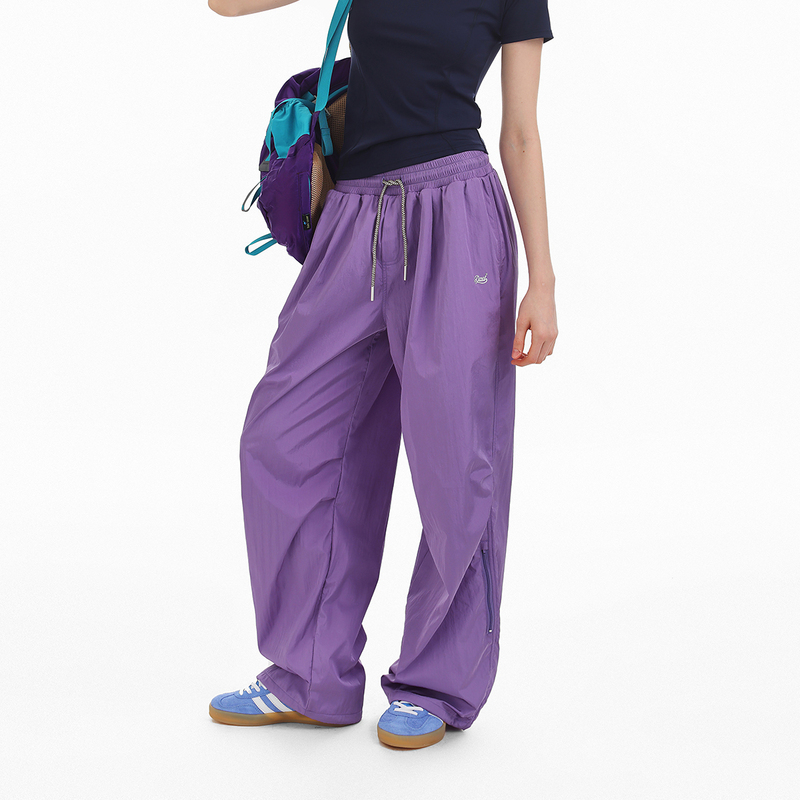 Dsu Purple Paratrooper Pants for Women 2026 Spring and Summer Hiking and Mountaineering Long Pants Loose Glossy Casual Fleece-Lined Pants for Commuting