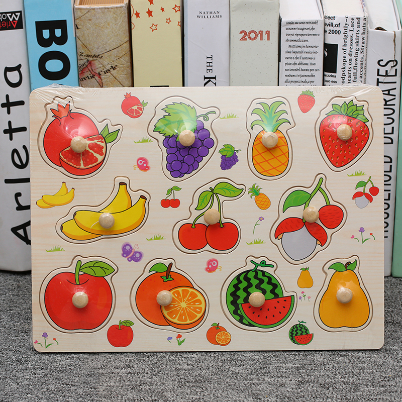 Wooden children's hand grip plate shape Cognitive Board Baby Puzzle Jigsaw Puzzle Early Education Puzzle Toy Male Girl 1-3 years old